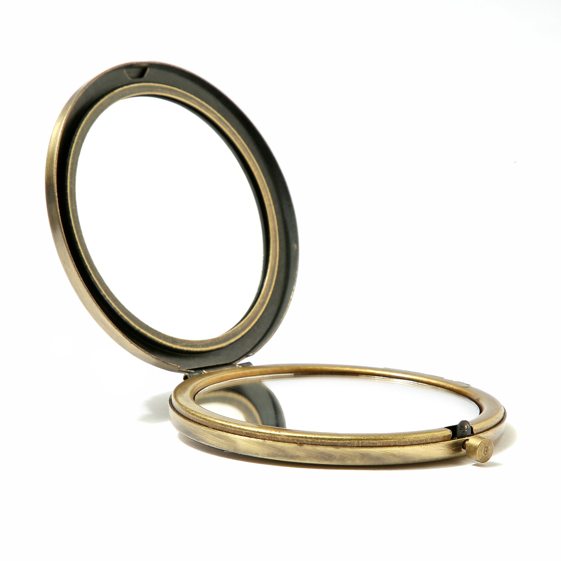 AMULYA's Vintage Bloom Brass Compact Mirror