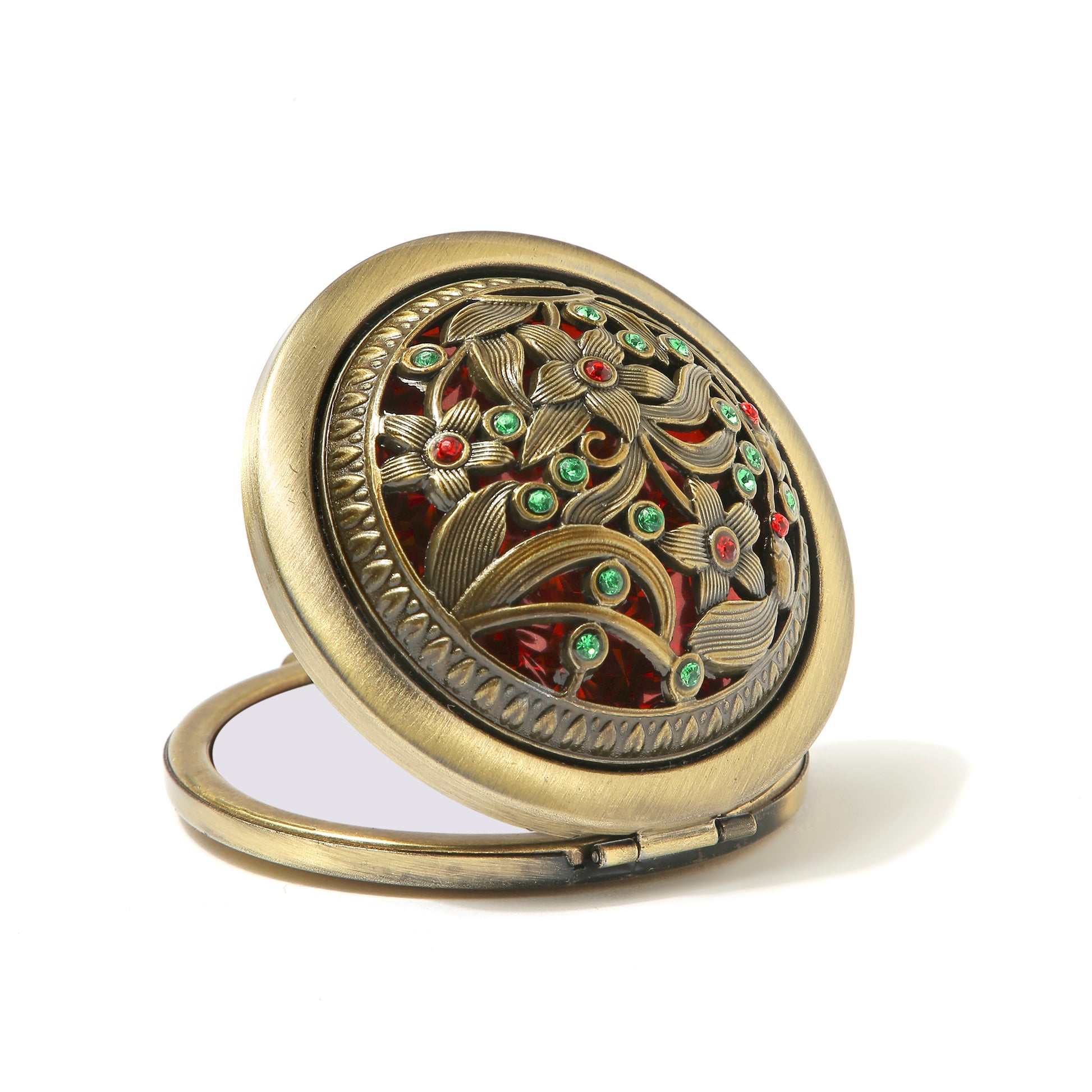 AMULYA’s Floral Charm Brass Compact Mirror