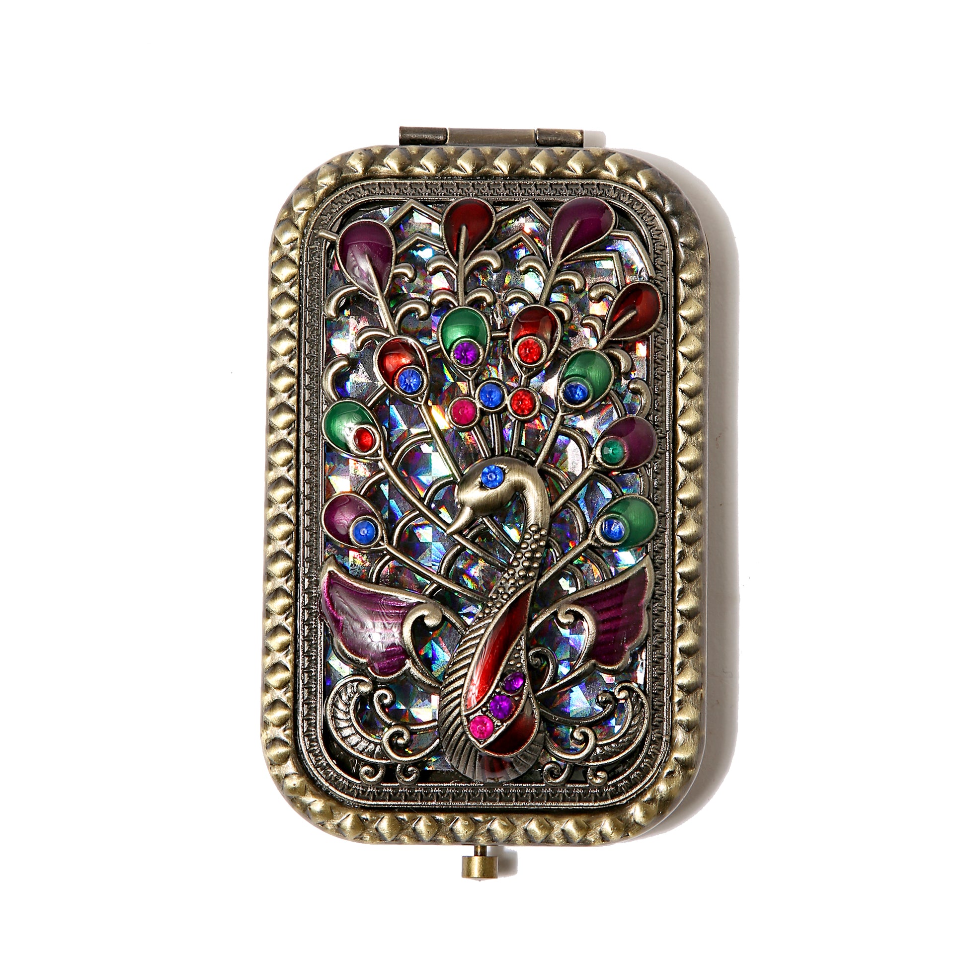 AMULYA’s Royal Peacock Brass Compact Mirror