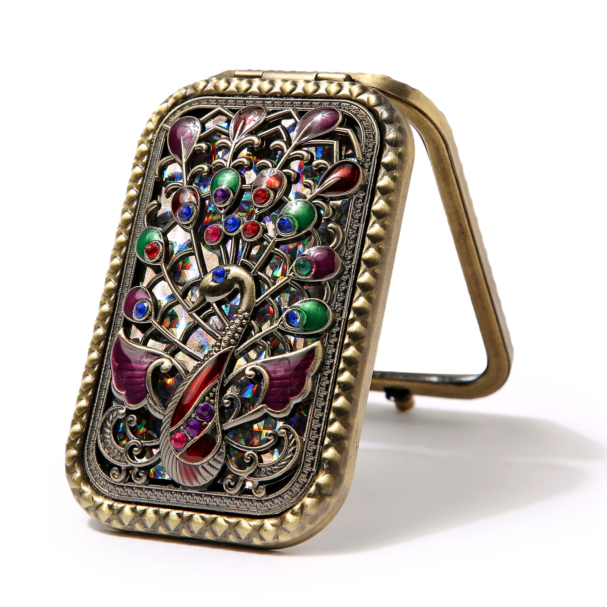 AMULYA’s Royal Peacock Brass Compact Mirror