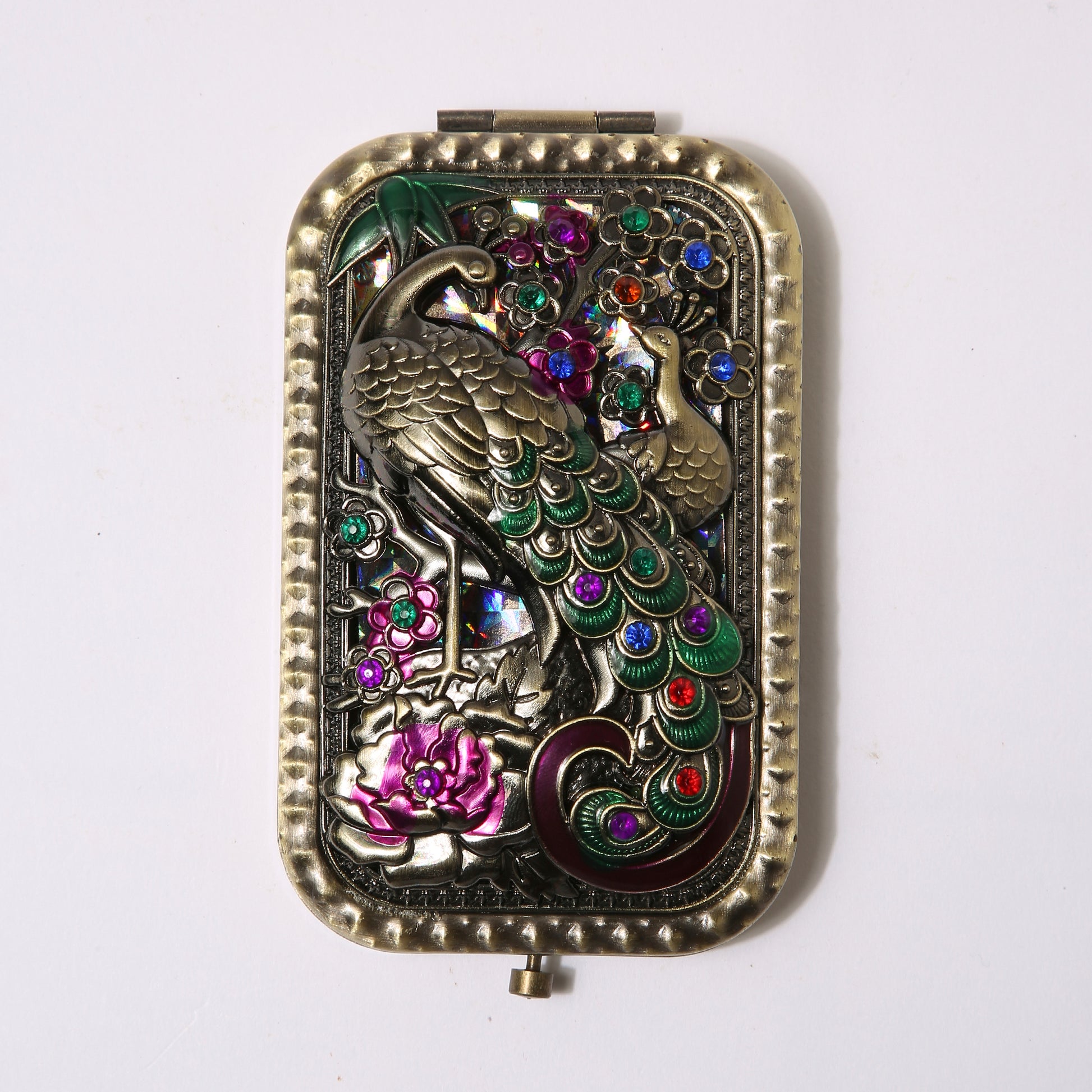 AMULYA’s Twin Peacock Brass Compact Mirror