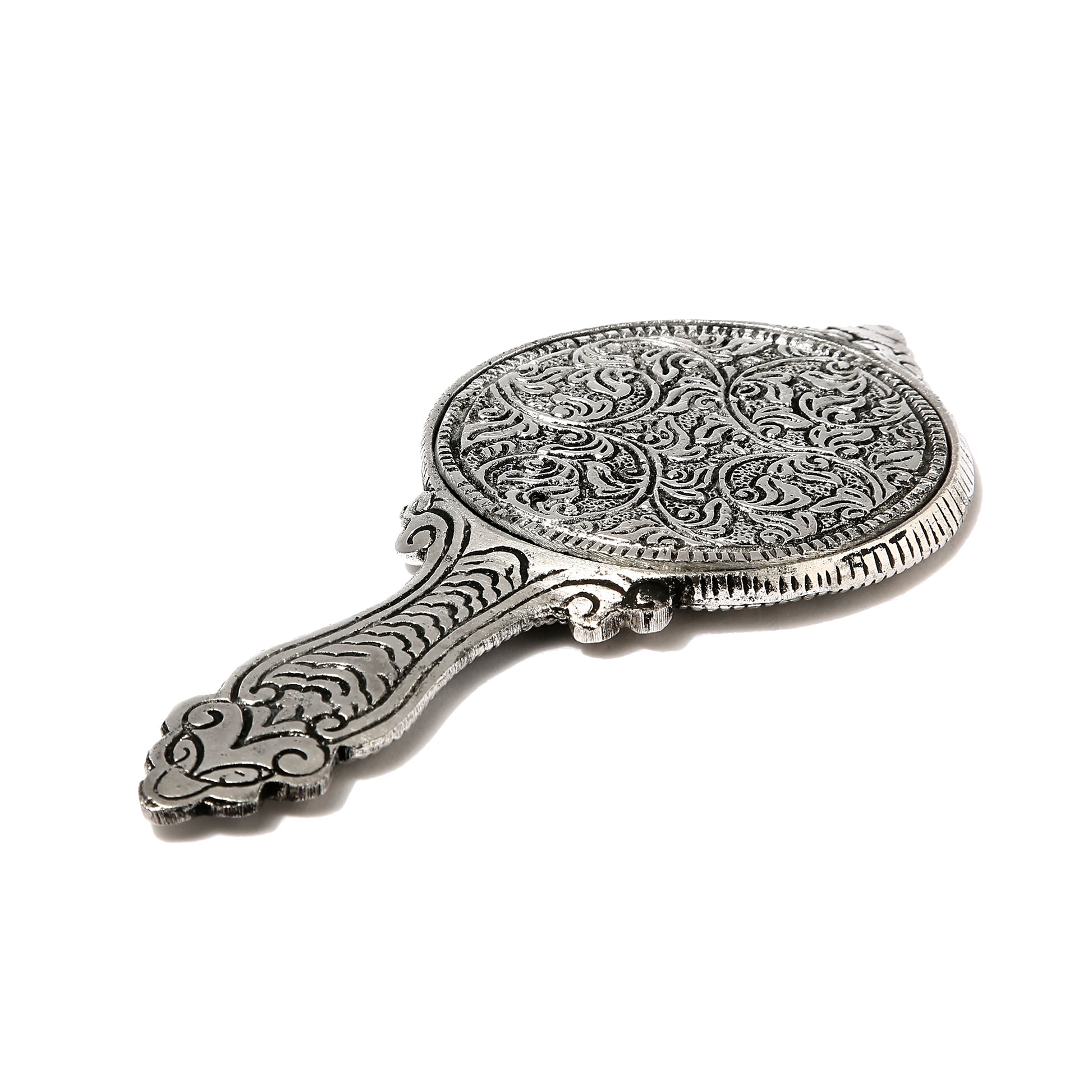 AMULYA’s Ruby Relic Metal Hand Mirror (Silver)