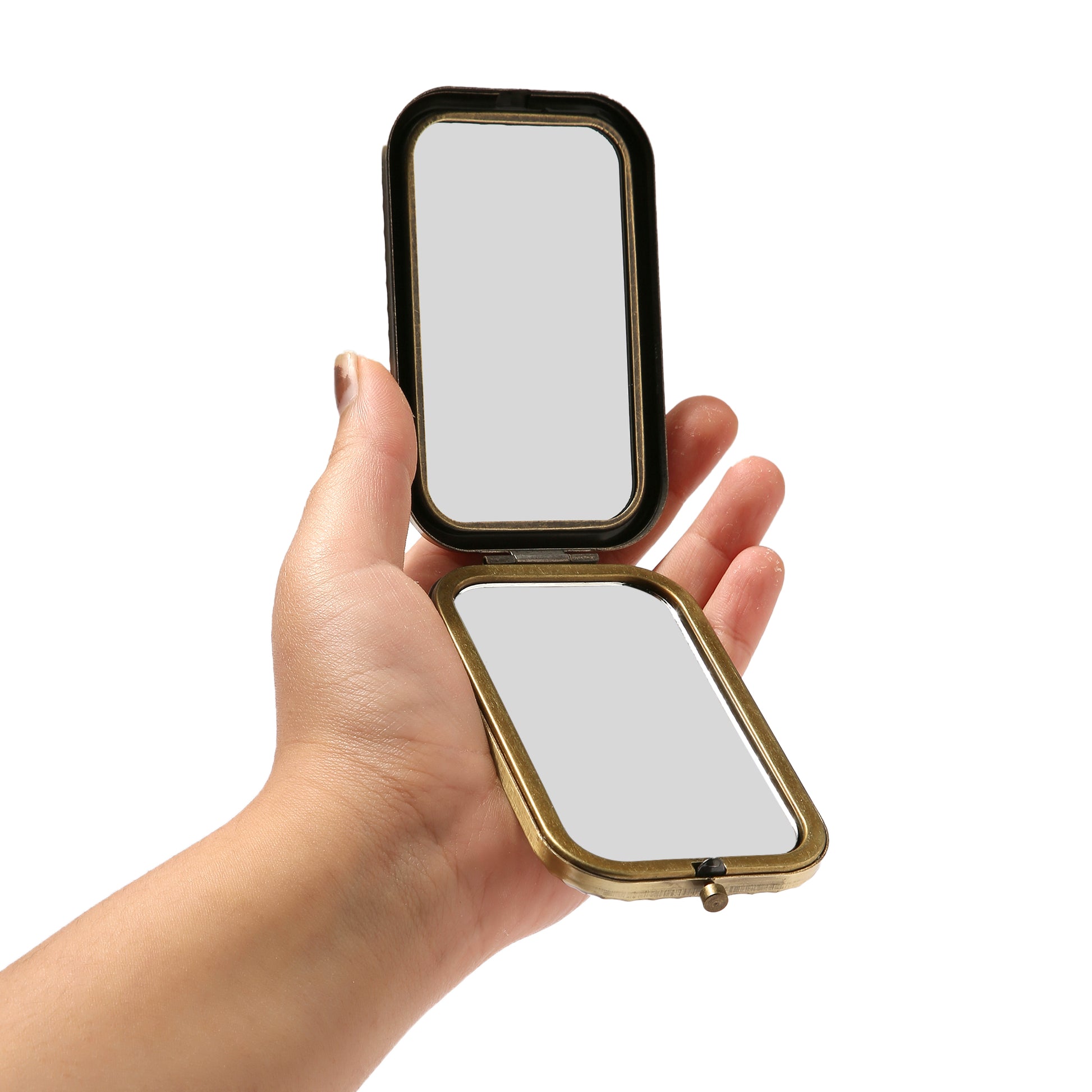 AMULYA’s Twin Peacock Brass Compact Mirror