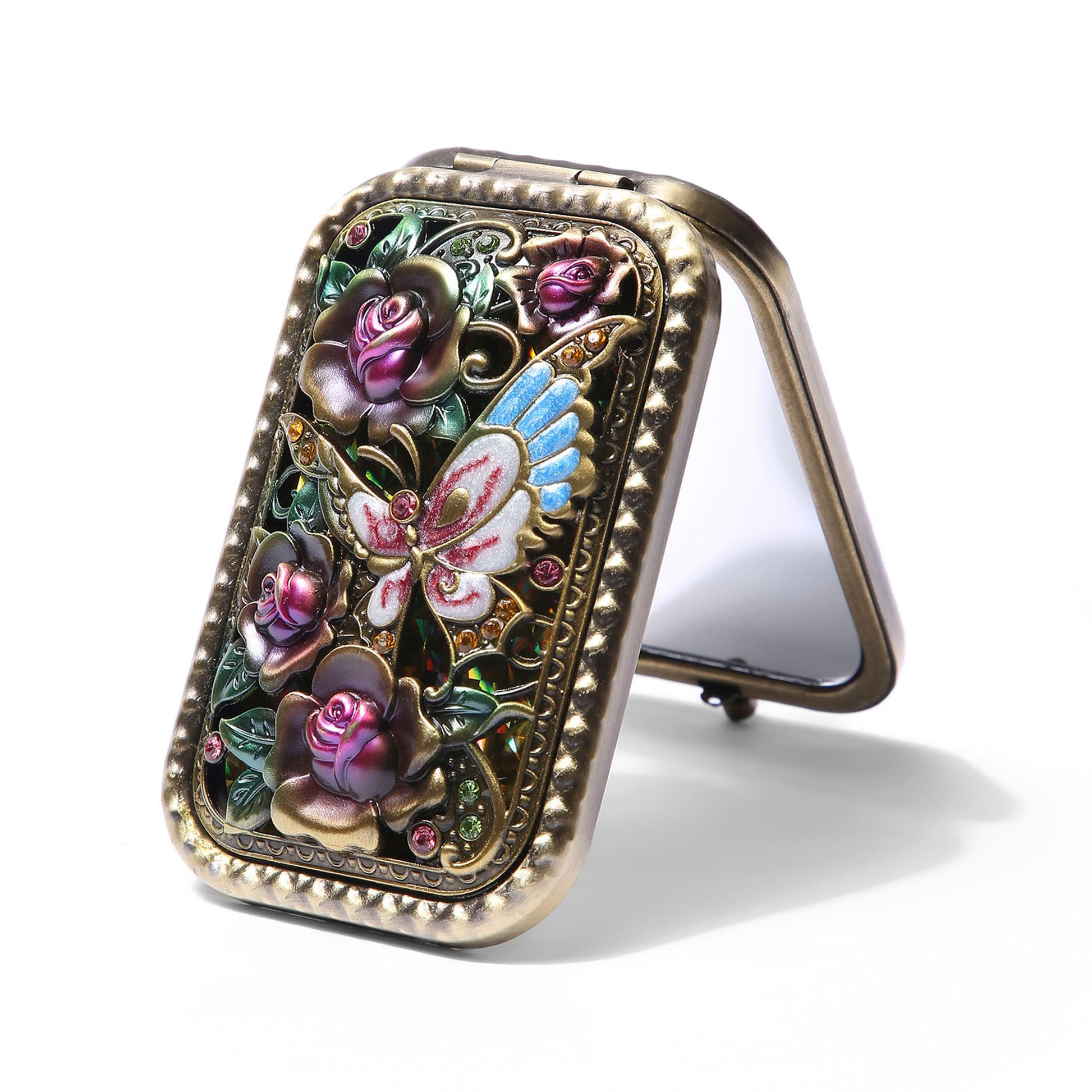 AMULYA’s Rose Blossom Brass Compact Mirror