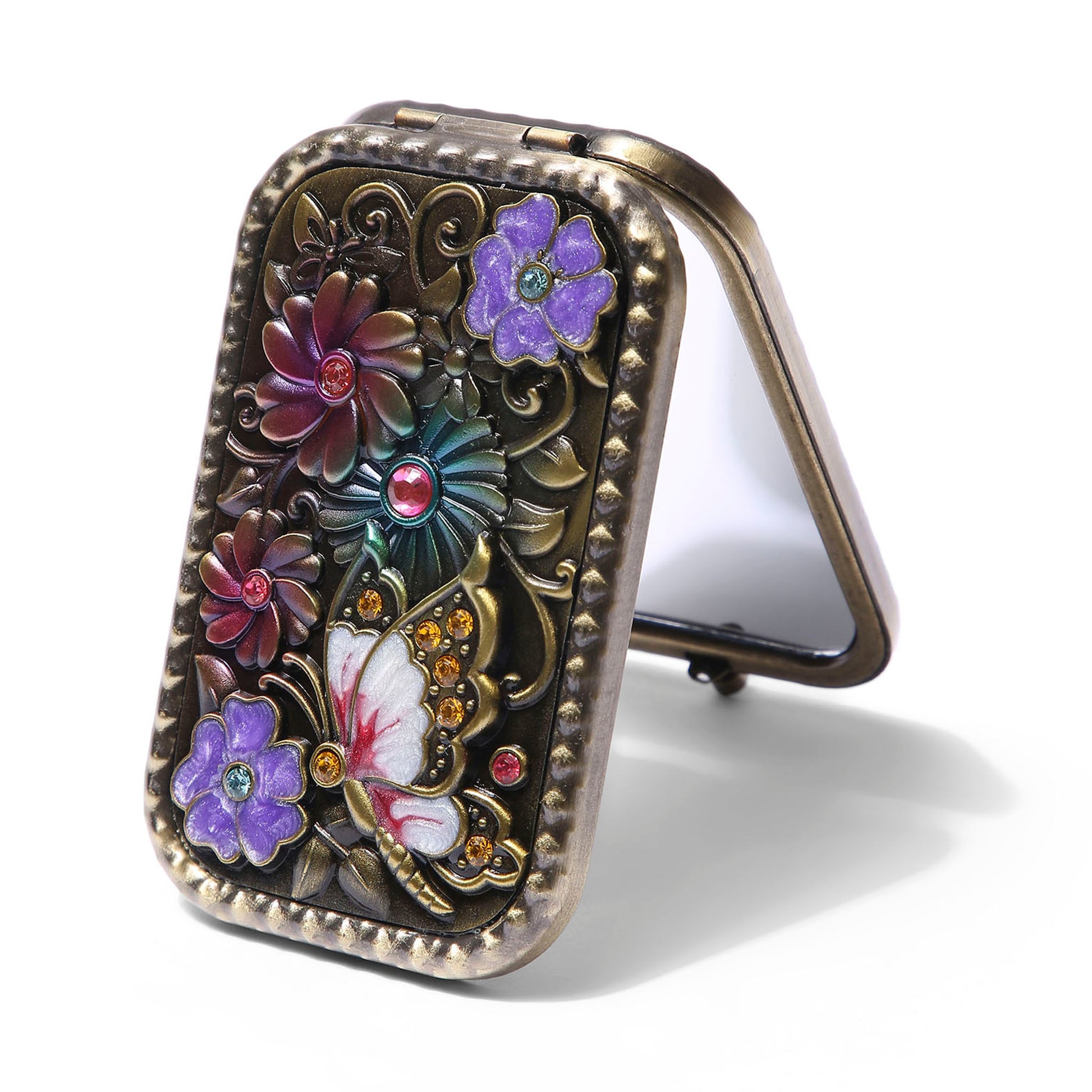 AMULYA’s Blosom Butterfly Brass Compact Mirror