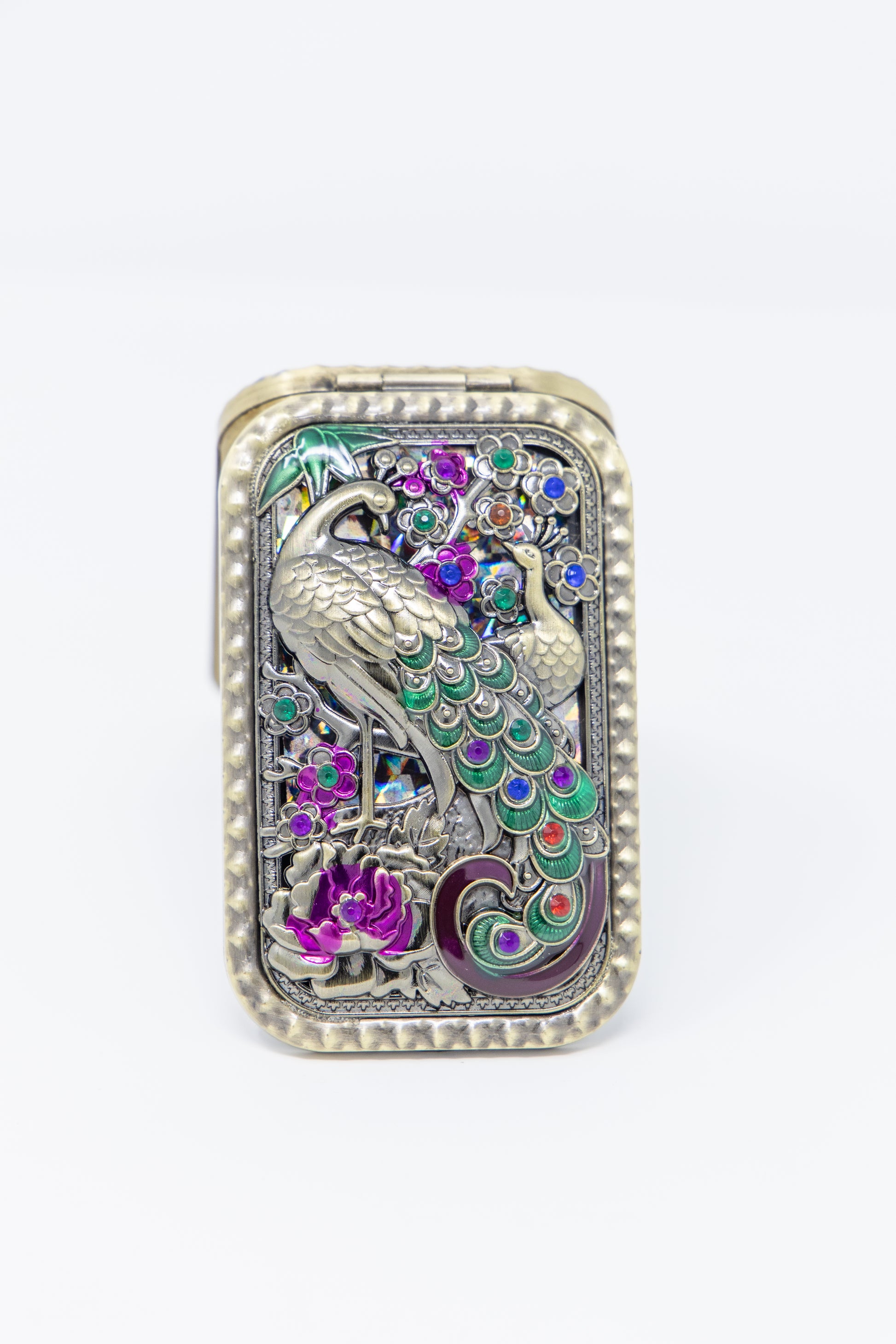 AMULYA’s Twin Peacock Brass Compact Mirror