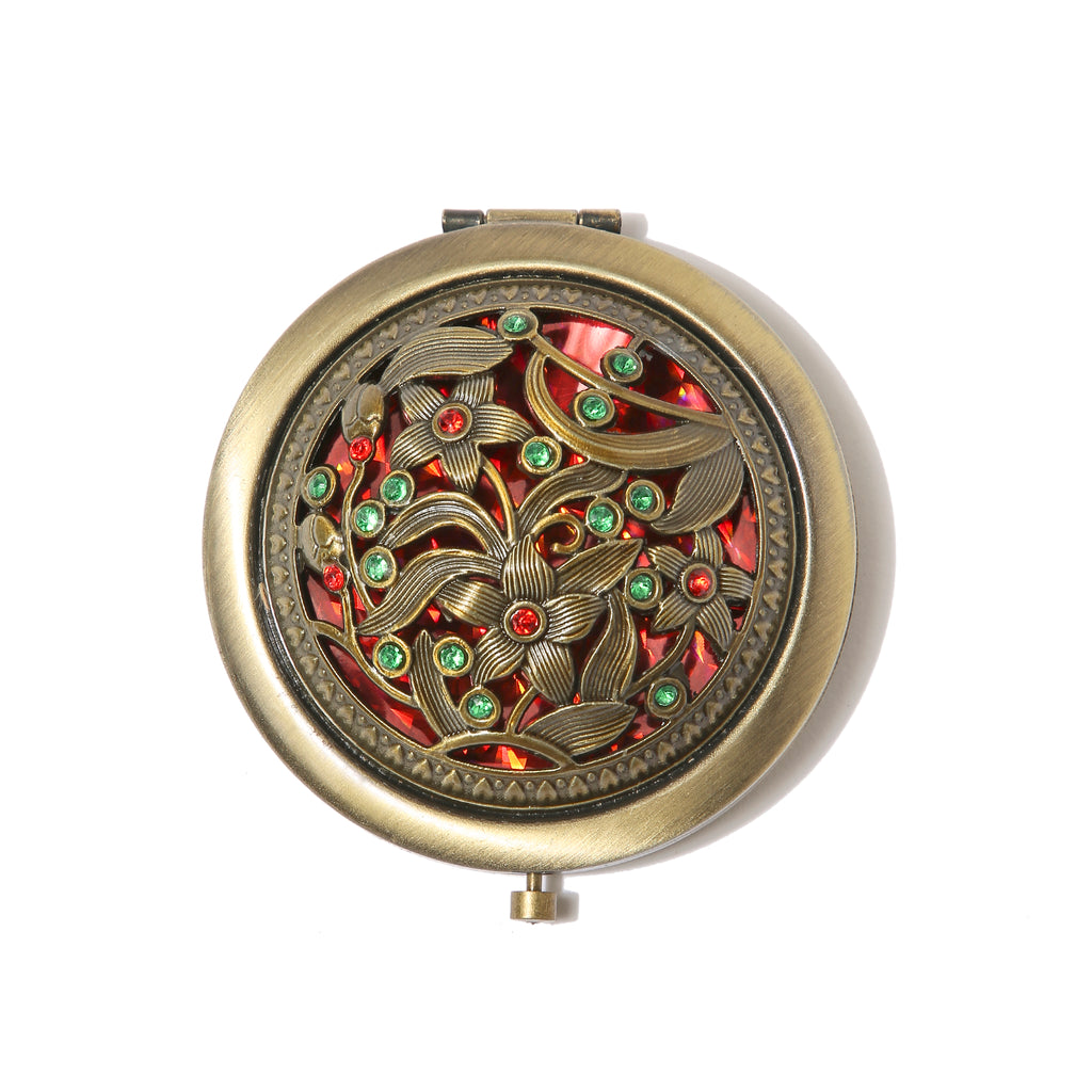 AMULYA’s Floral Charm Brass Compact Mirror