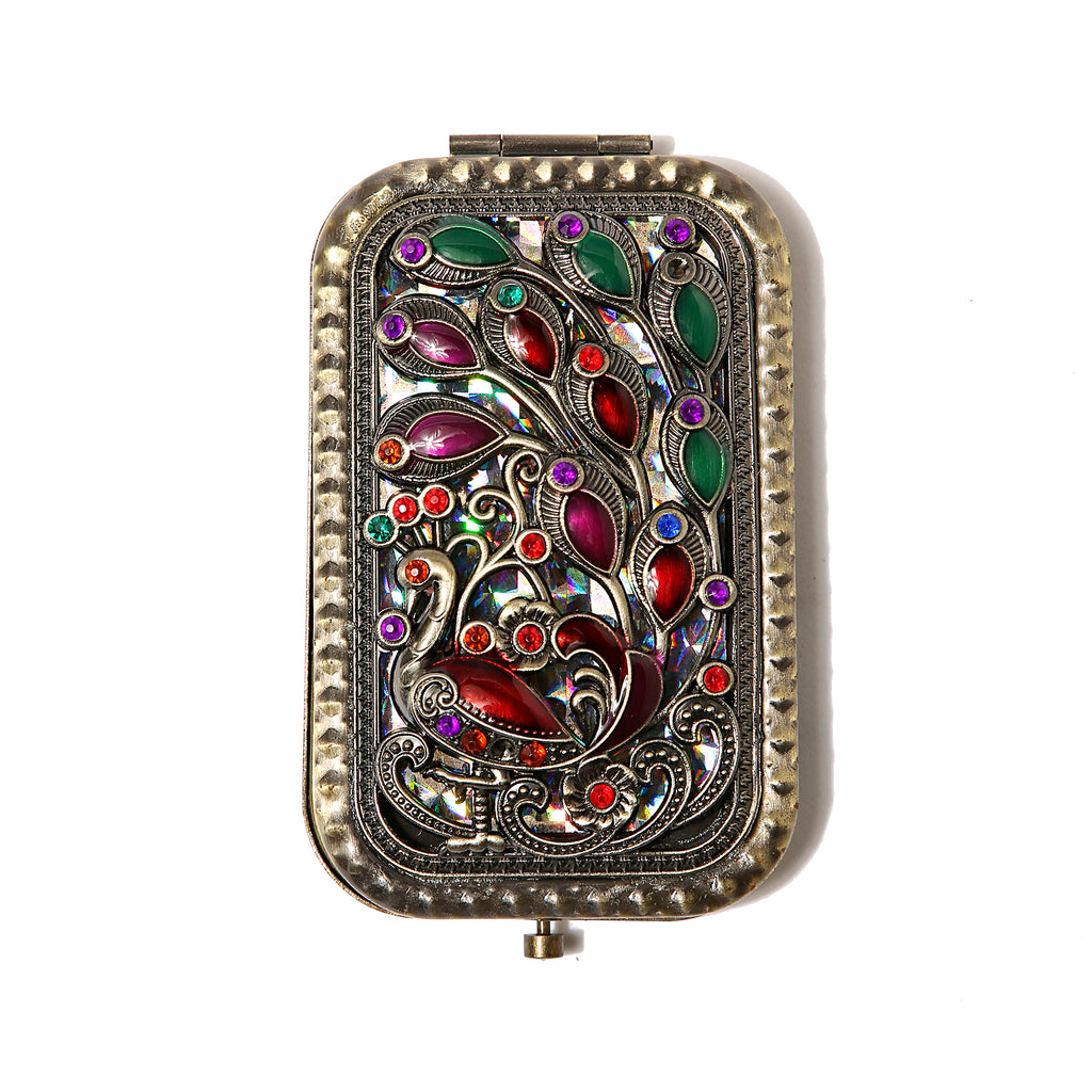 AMULYA’s Regal Peacock Brass Compact Mirror
