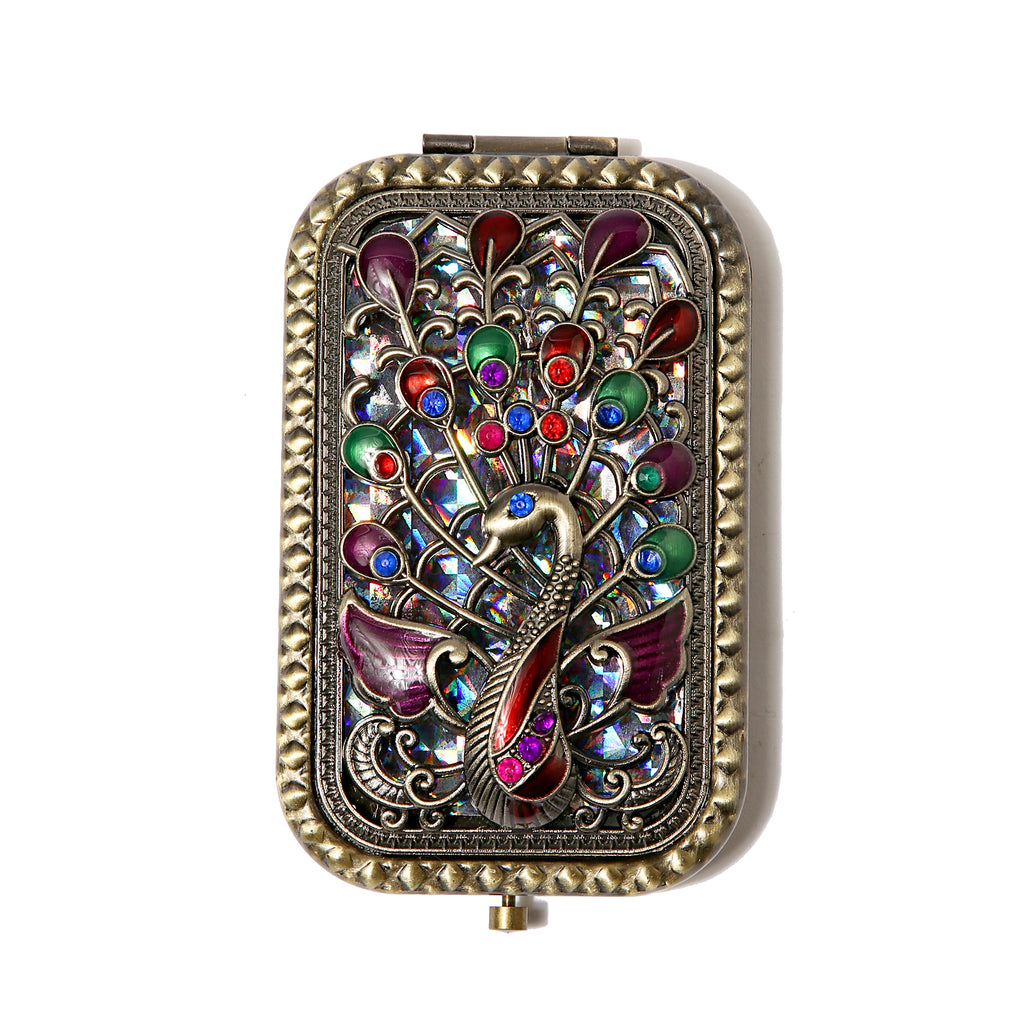 AMULYA’s Royal Peacock Brass Compact Mirror