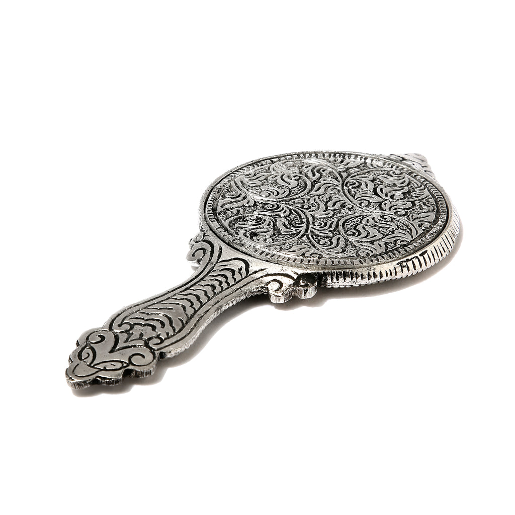 AMULYA’s Ruby Relic Metal Hand Mirror (Silver)