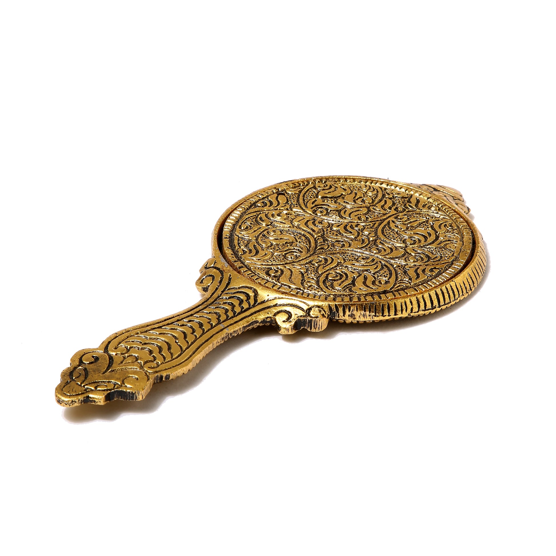 AMULYA’s Ruby Relic Metal Hand Mirror (Golden)