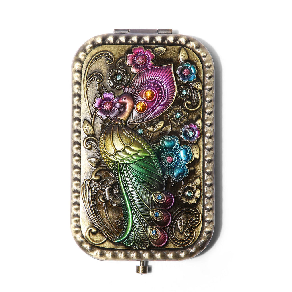 AMULYA’s Retro Peacock Brass Compact Mirror