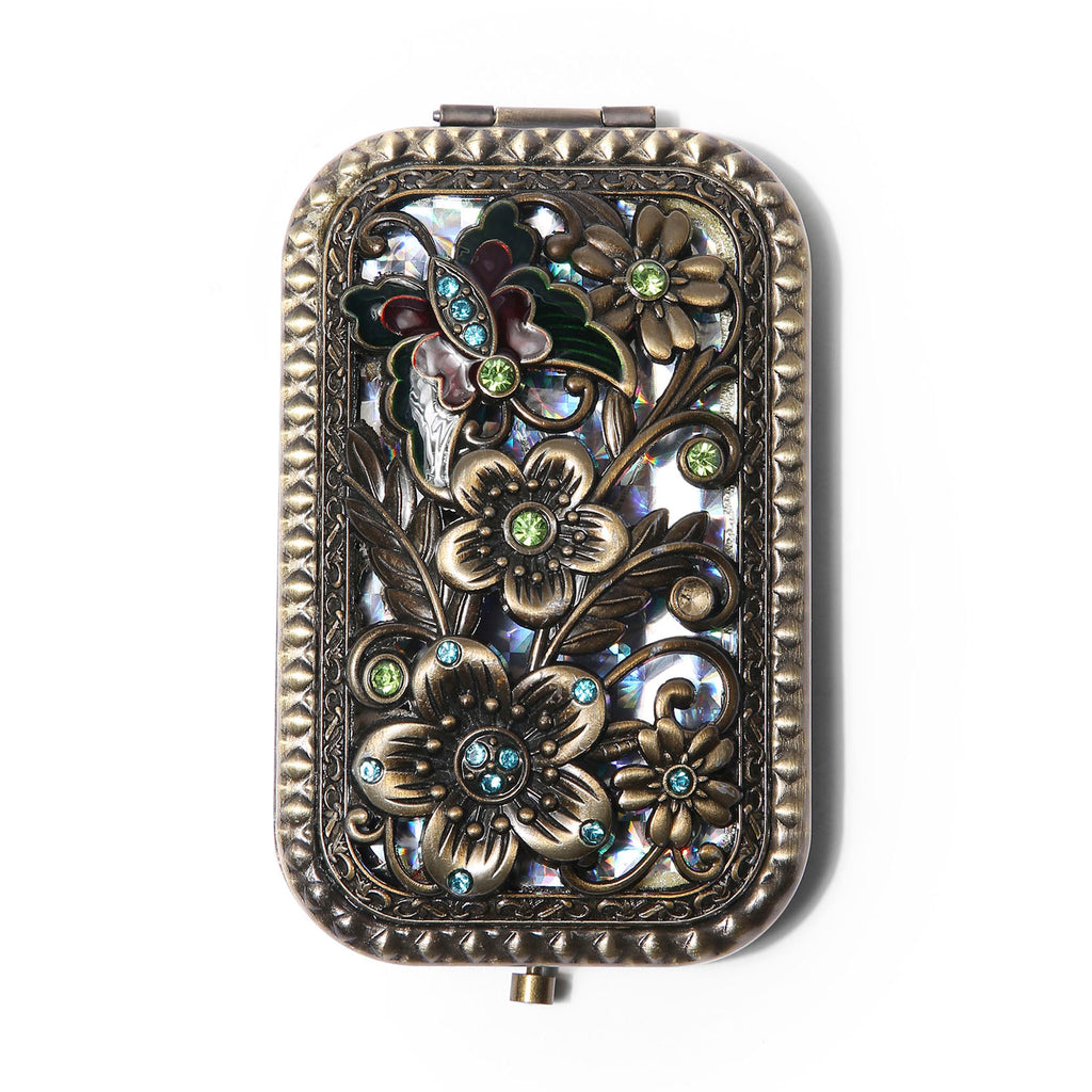 AMULYA’s Butterfly Bloom Brass Compact Mirror