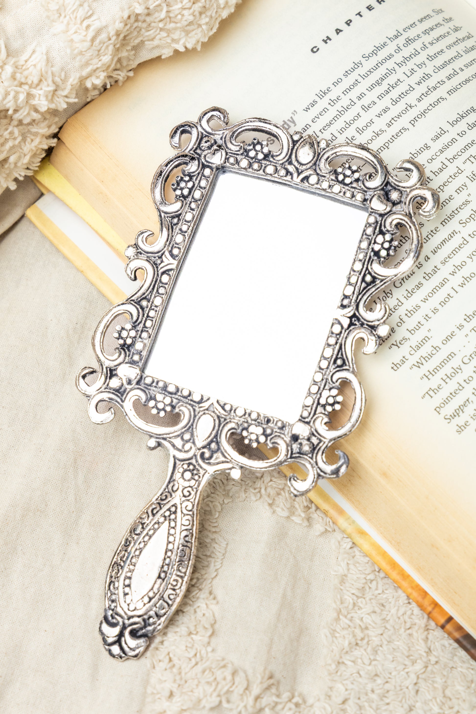 AMULYA’s Regal Reflections Metal Hand Mirror
