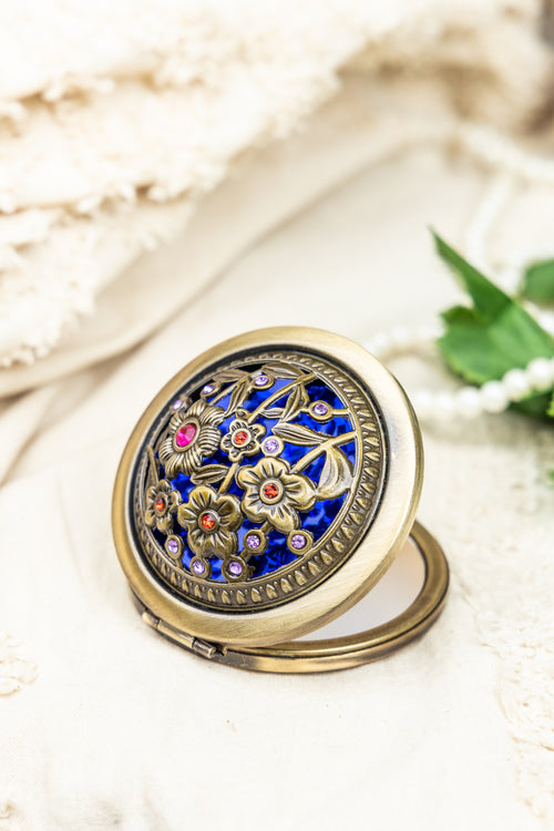 AMULYA's Secret Garden Brass Compact Mirror