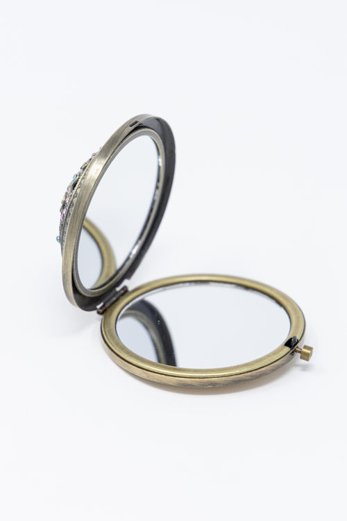 AMULYA's Jeweled Elegance Brass Compact Mirror