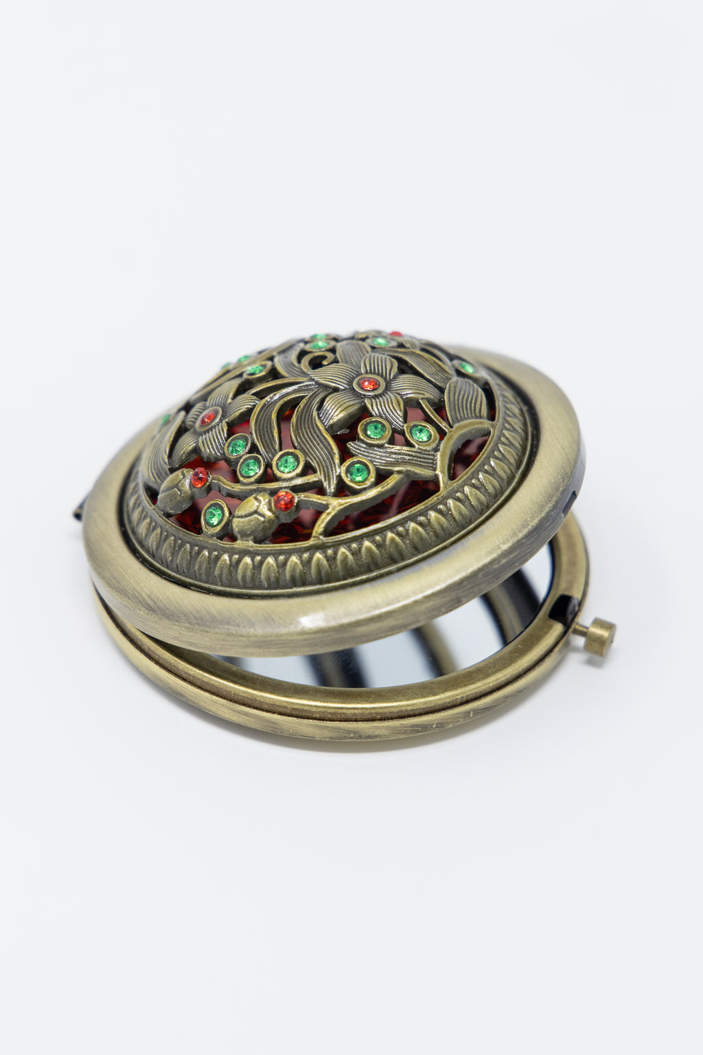 AMULYA’s Floral Charm Brass Compact Mirror
