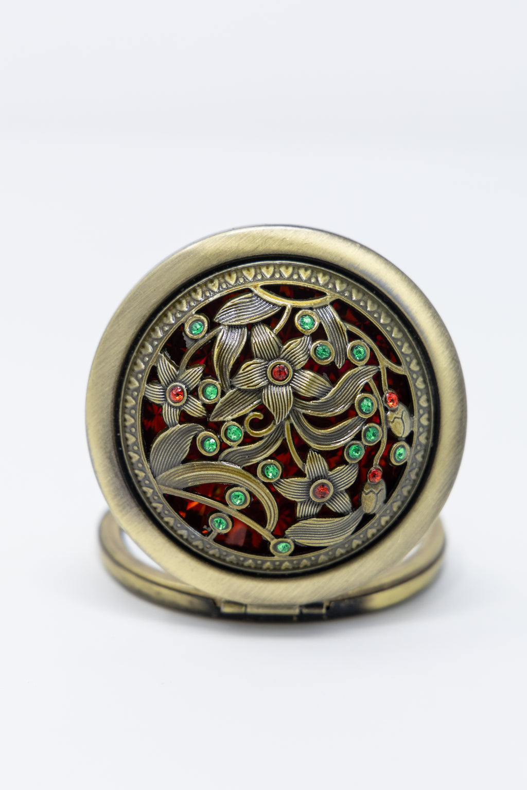 AMULYA’s Floral Charm Brass Compact Mirror
