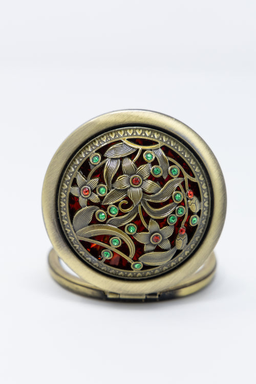 AMULYA’s Floral Charm Brass Compact Mirror