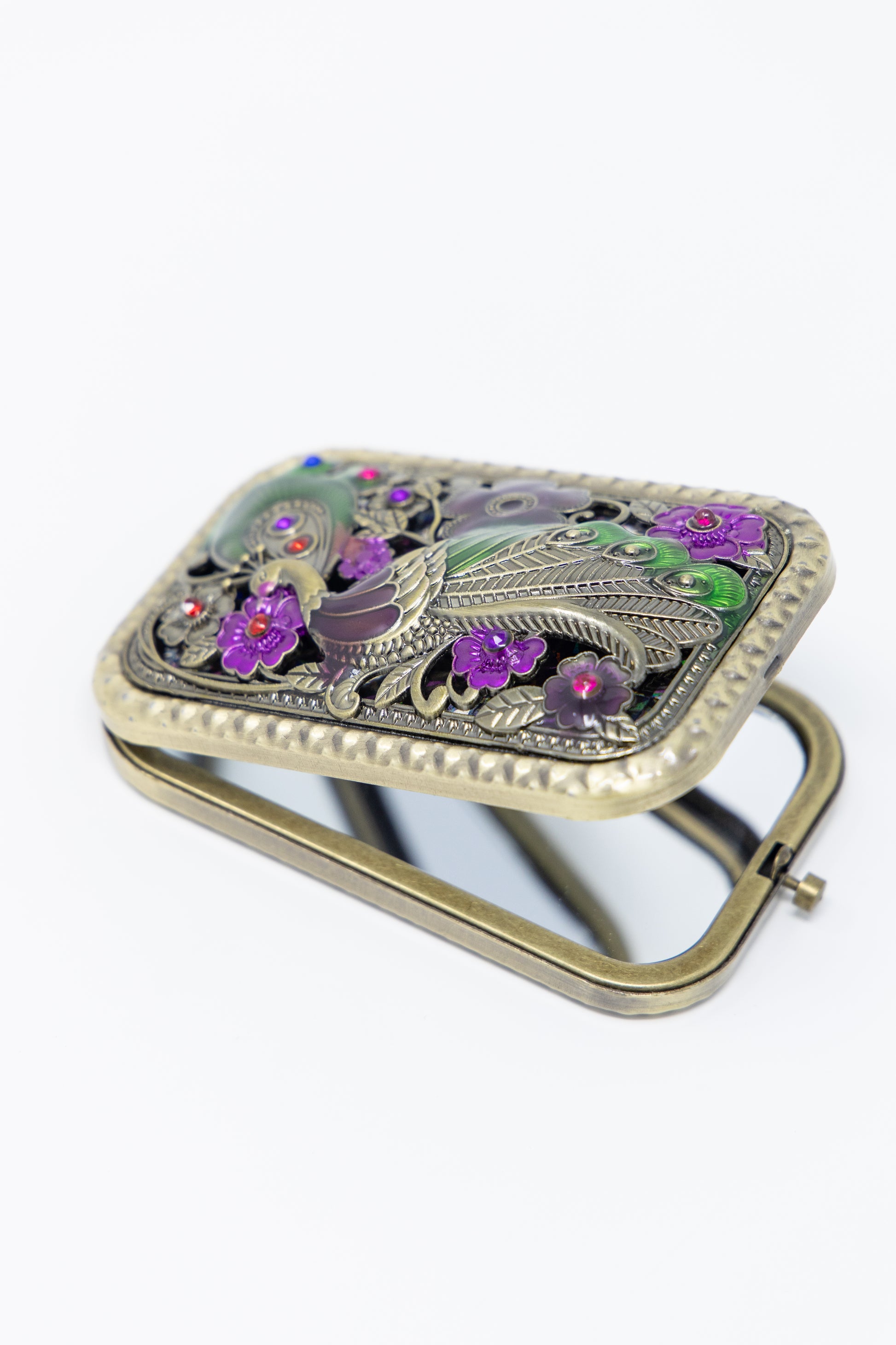 AMULYA’s Retro Peacock Brass Compact Mirror