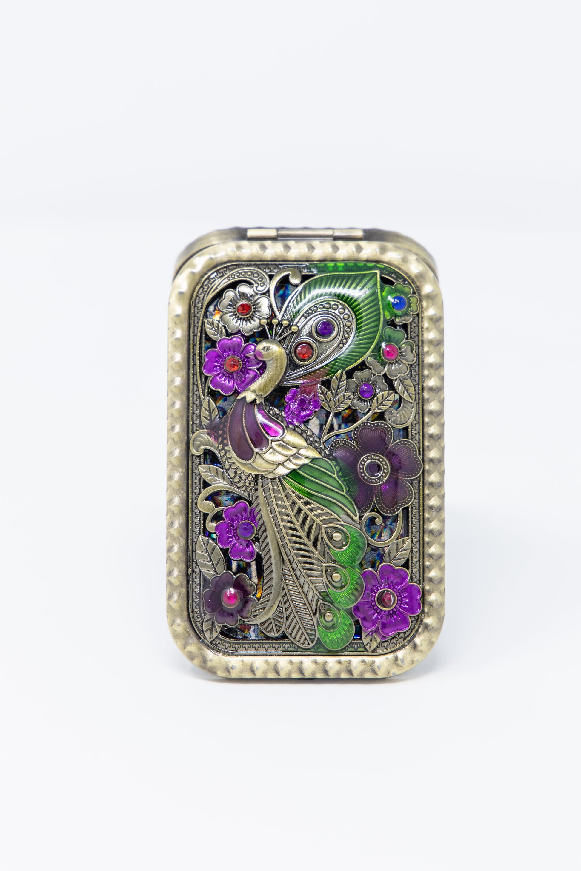 AMULYA’s Retro Peacock Brass Compact Mirror