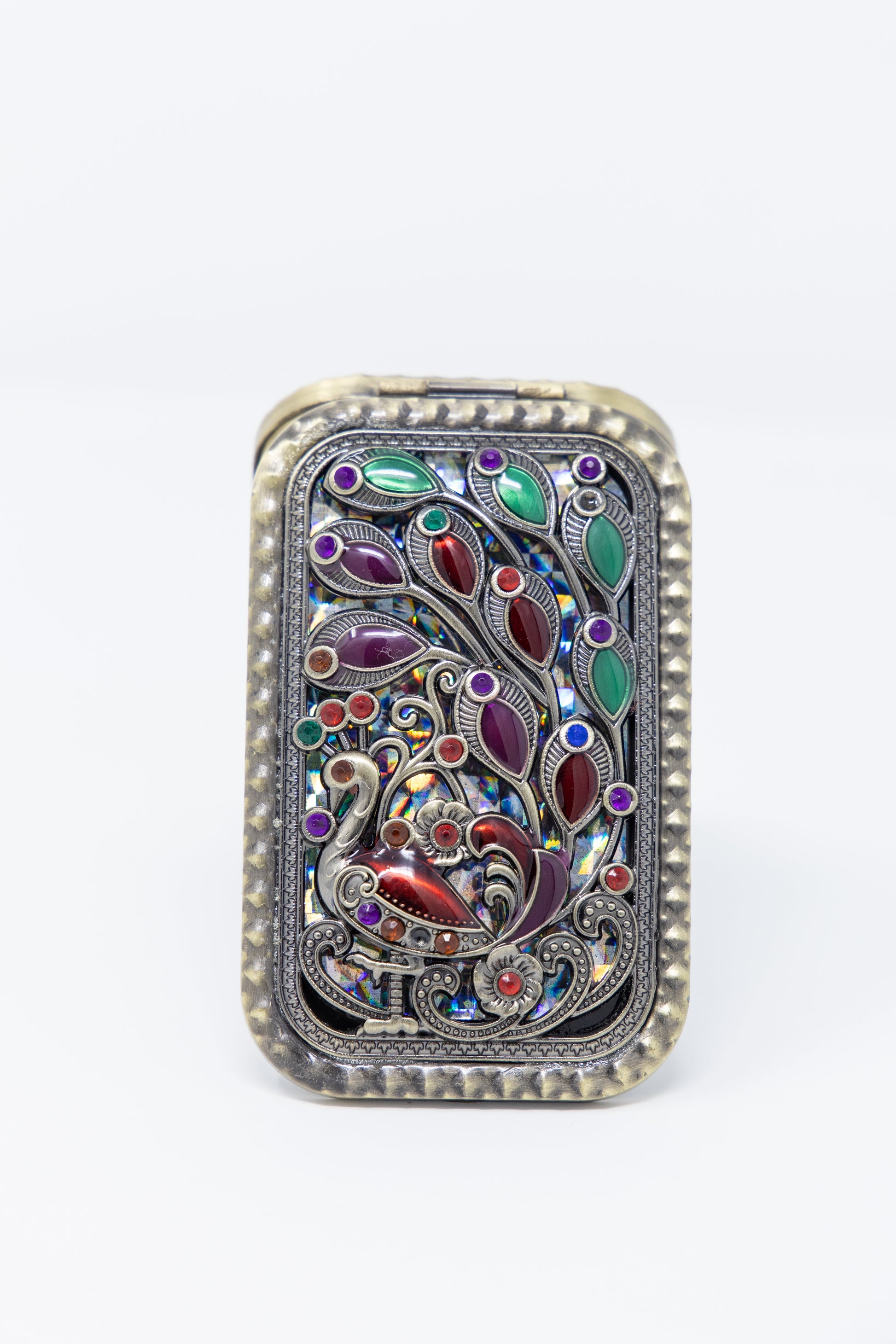 AMULYA’s Regal Peacock Brass Compact Mirror