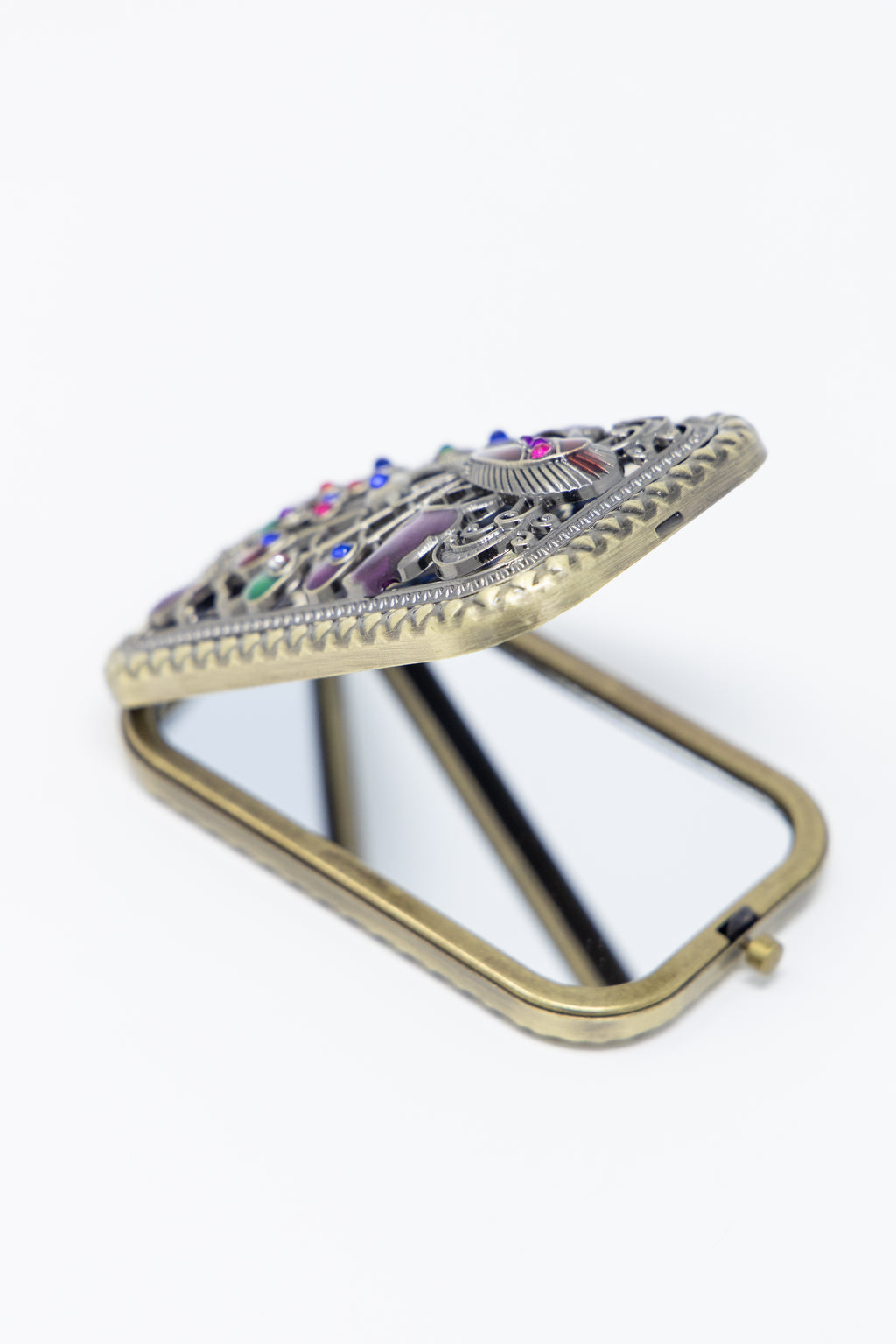 AMULYA’s Royal Peacock Brass Compact Mirror