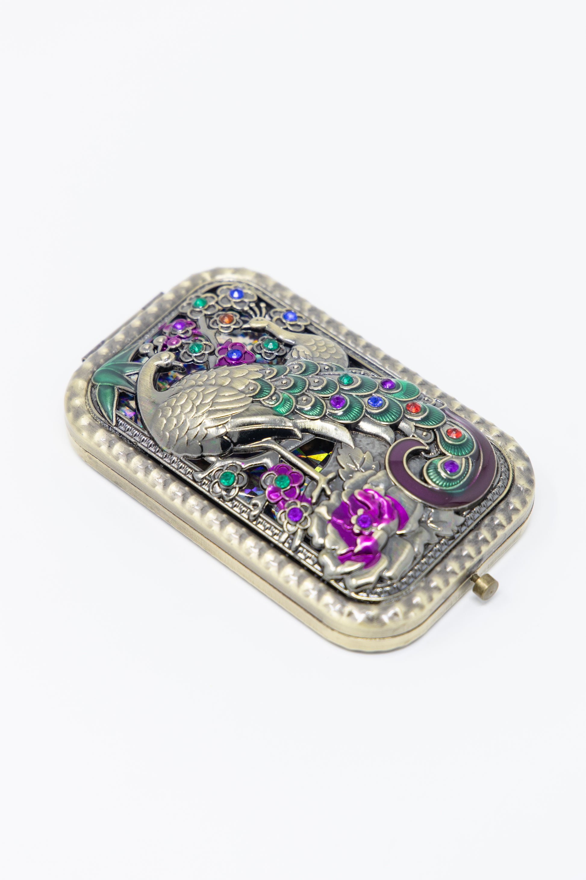 AMULYA’s Twin Peacock Brass Compact Mirror