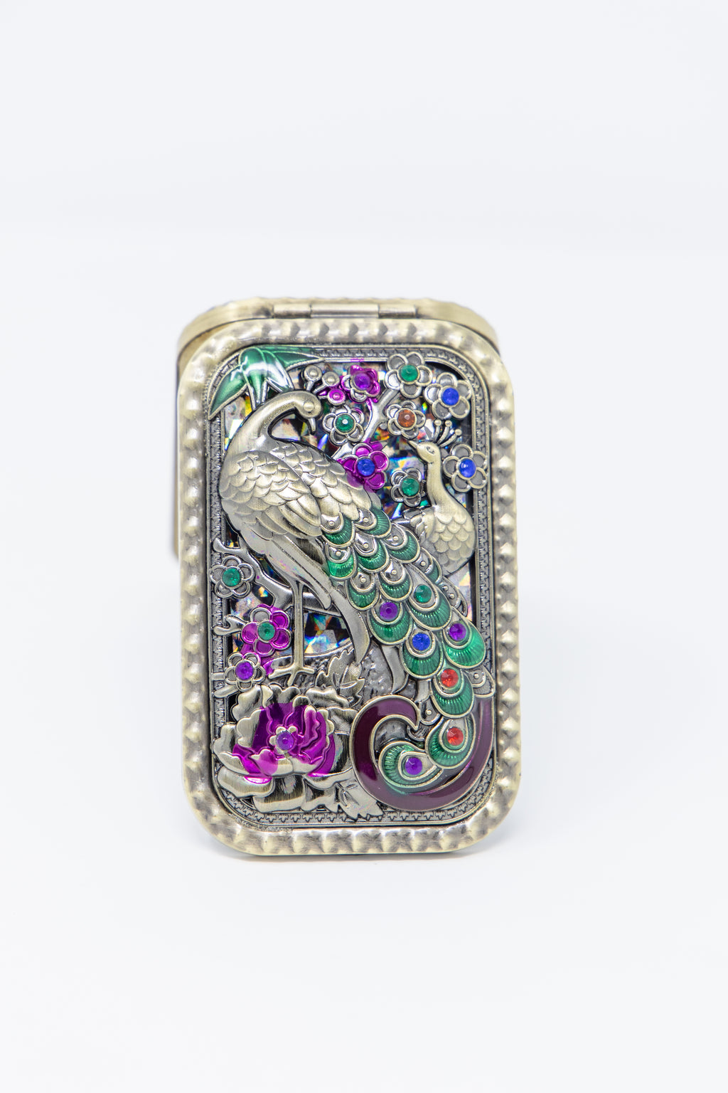 AMULYA’s Twin Peacock Brass Compact Mirror