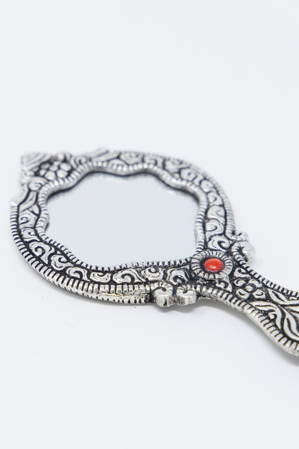 AMULYA’s Ruby Relic Metal Hand Mirror (Silver)