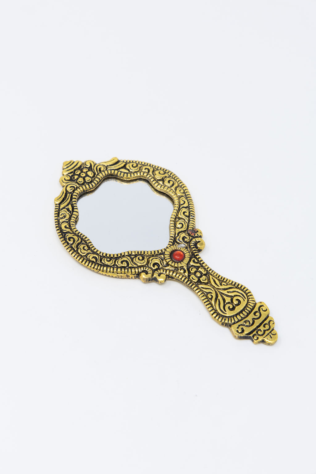 AMULYA’s Ruby Relic Metal Hand Mirror (Golden)
