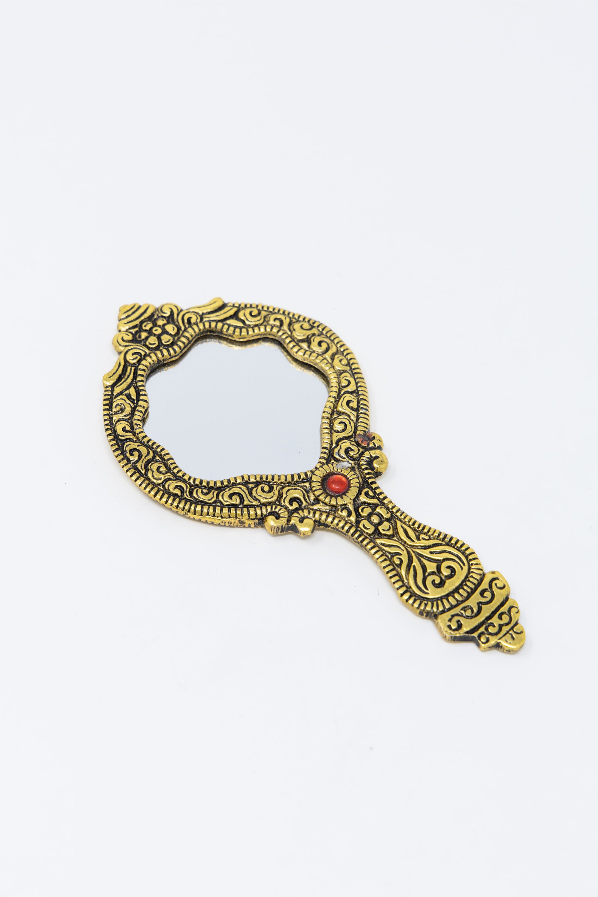AMULYA’s Ruby Relic Metal Hand Mirror (Golden)