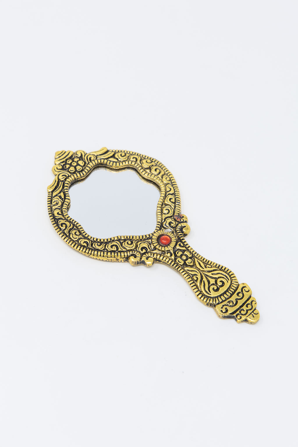 AMULYA’s Ruby Relic Metal Hand Mirror (Golden)