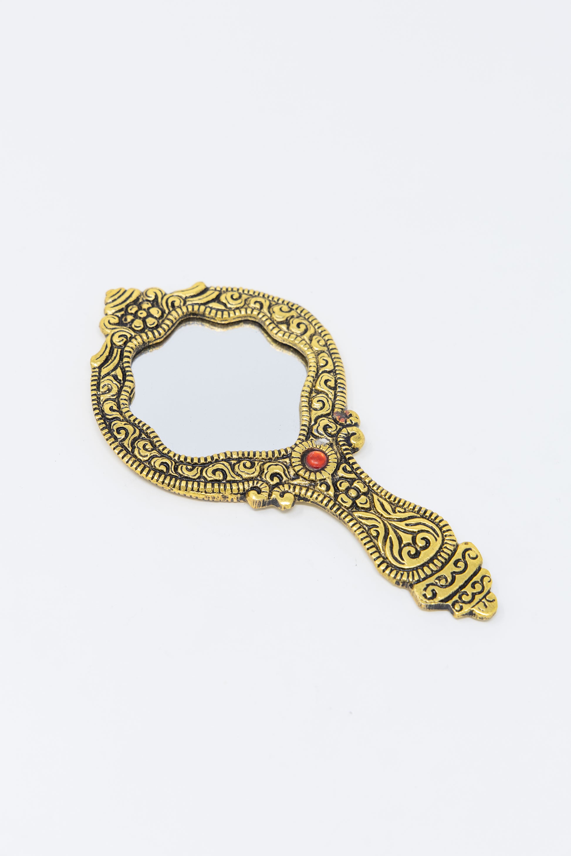 AMULYA’s Ruby Relic Metal Hand Mirror (Golden)